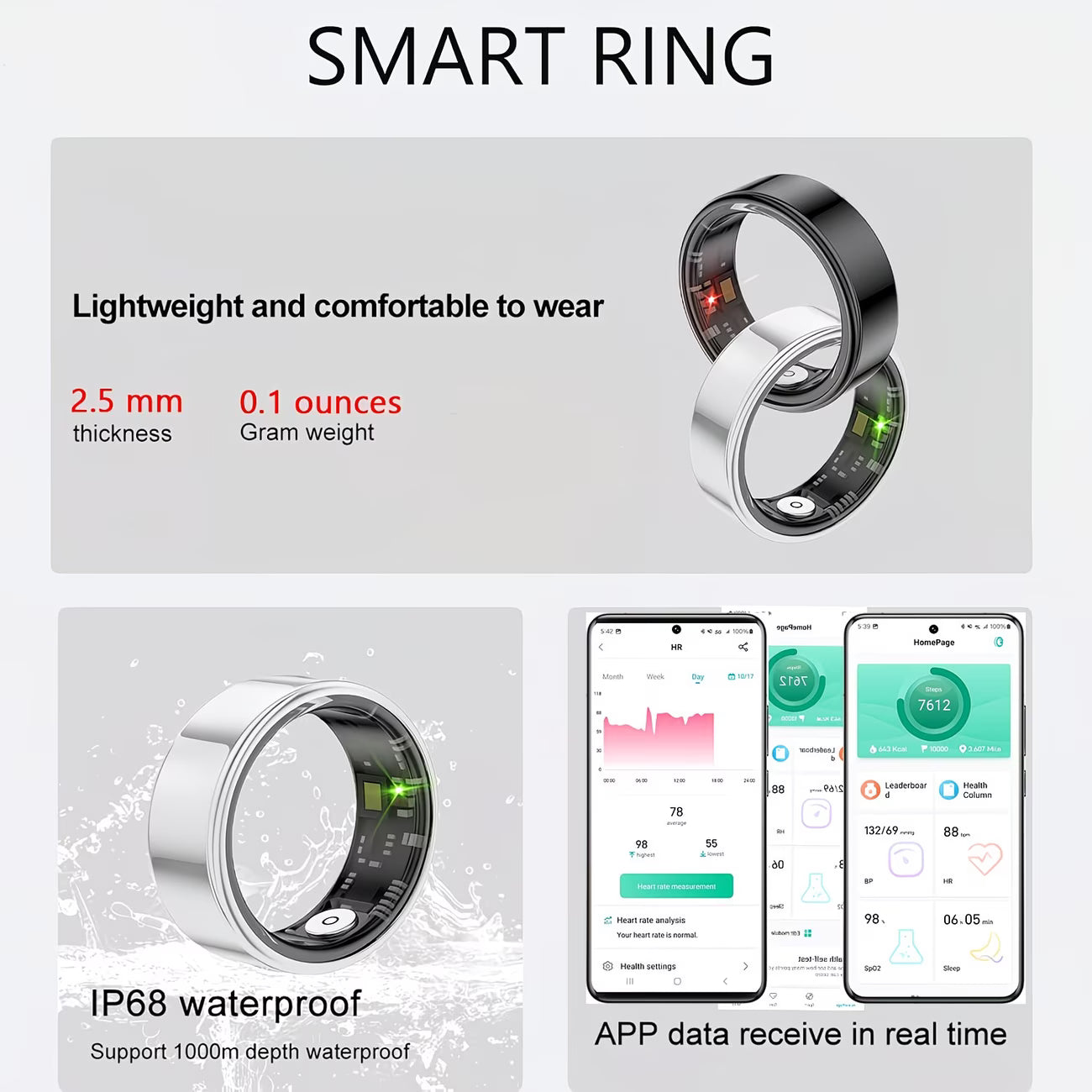 Smart Ring USA™  24/7 Health & Sleep Tracking Smart Ring Premium